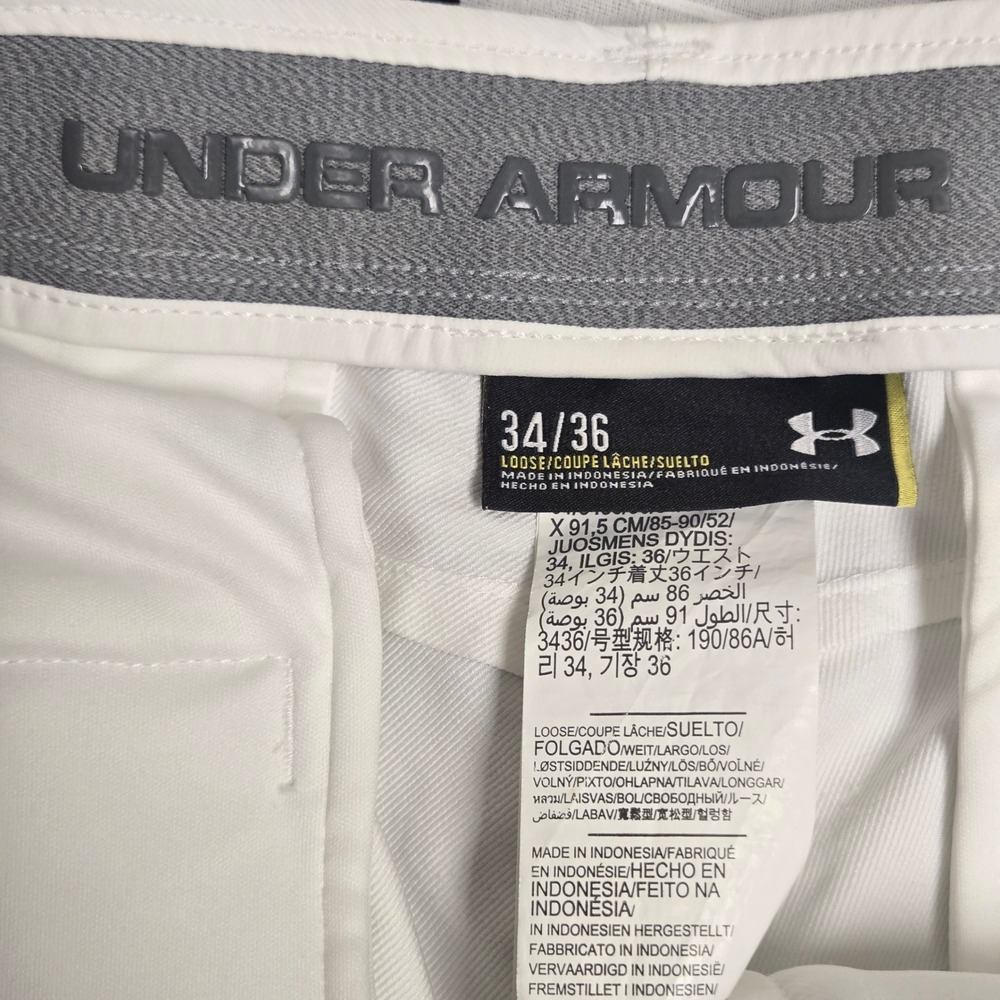 Under Armour White Golf Pants Mens 34/36 Loose Fit Performance Trousers Athletic - Picture 4 of 14